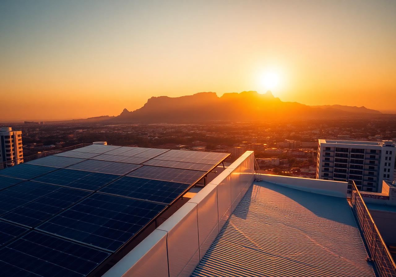 Solar panel installation on a Cape Town rooftop